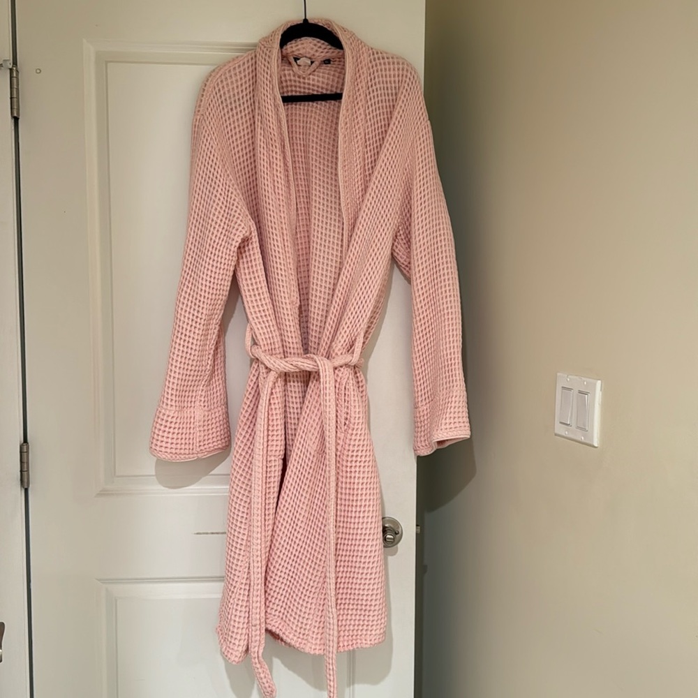 Brooklinen Pink Waffle Knit Coat